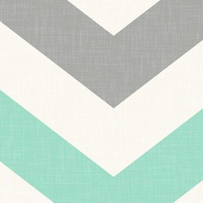 Bold Chevron in in Mint and Cashmere Linen