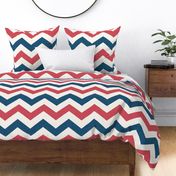 Bold Chevron in Red and Blue Linen