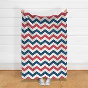 Bold Chevron in Red and Blue Linen