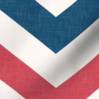 Bold Chevron in Red and Blue Linen