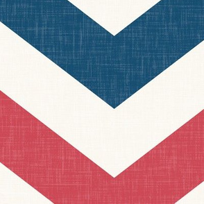 Bold Chevron in Red and Blue Linen