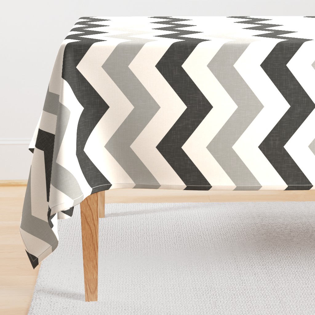 Bold Chevron in Carbon and Black Linen