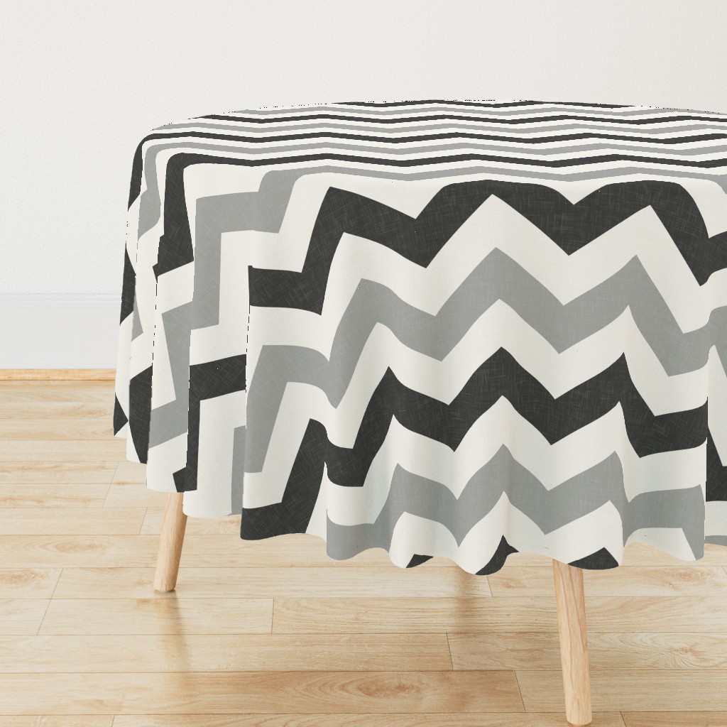 Bold Chevron in Carbon and Black Linen