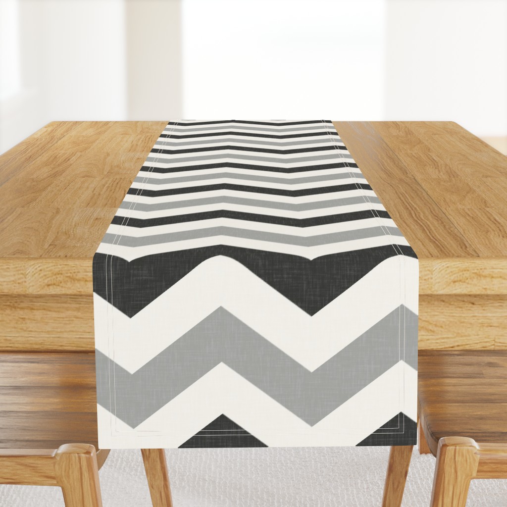 Bold Chevron in Carbon and Black Linen