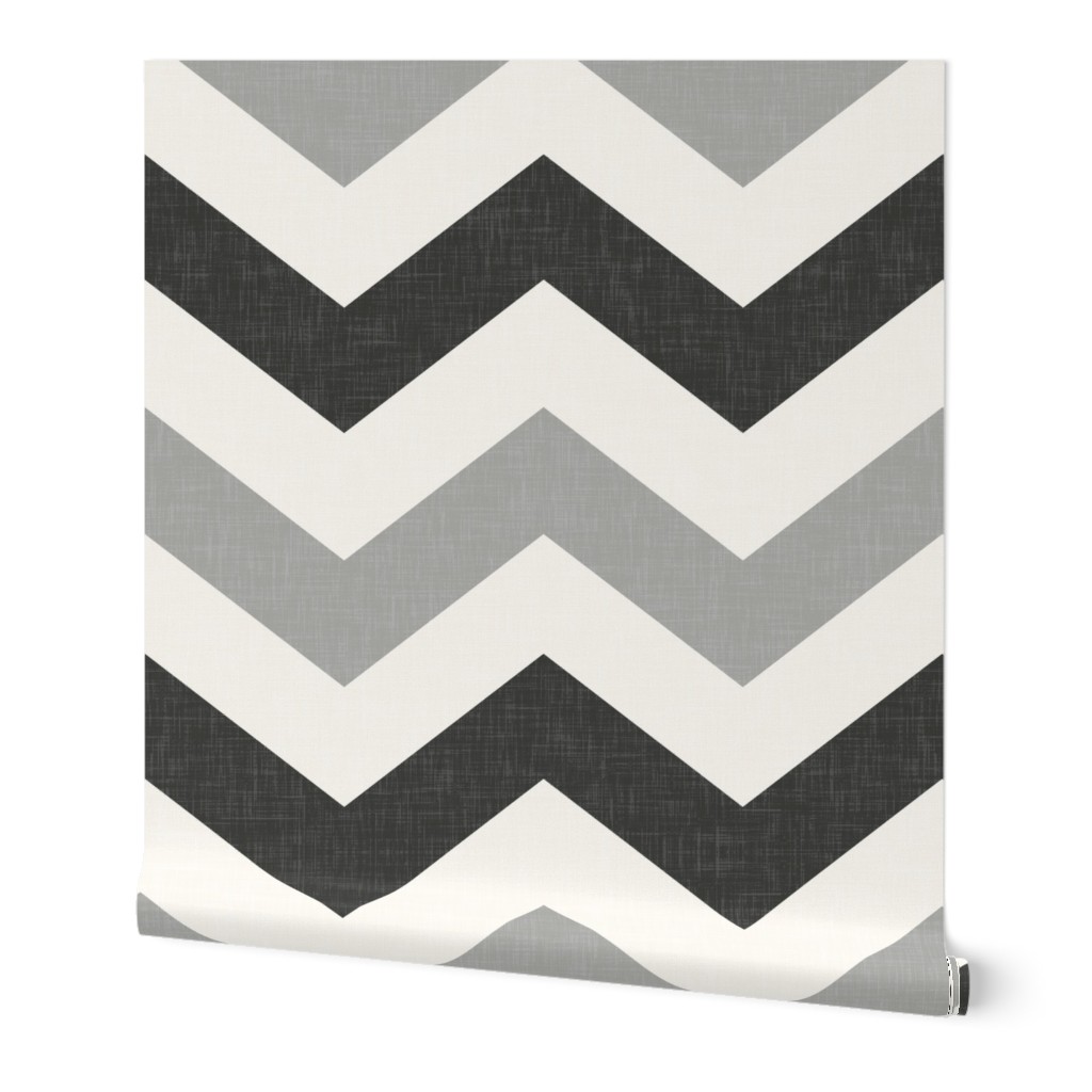 Bold Chevron in Carbon and Black Linen