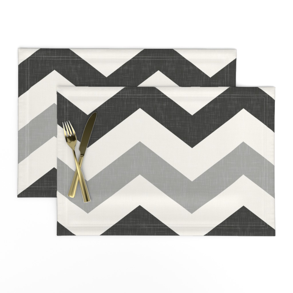 Bold Chevron in Carbon and Black Linen