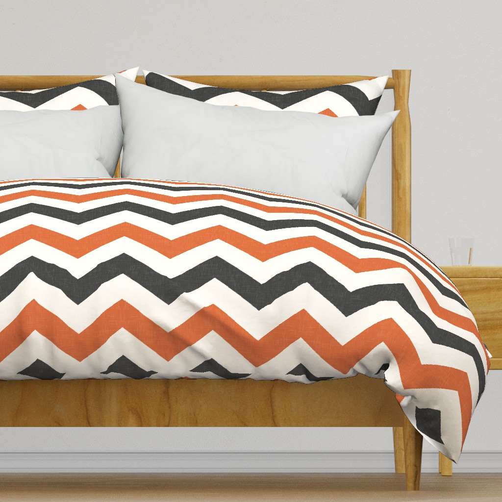 Bold Chevron in Rust and Charcoal Linen