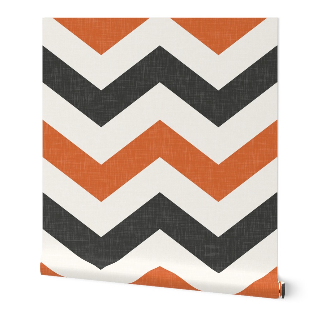 Bold Chevron in Rust and Charcoal Linen