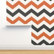 Bold Chevron in Rust and Charcoal Linen