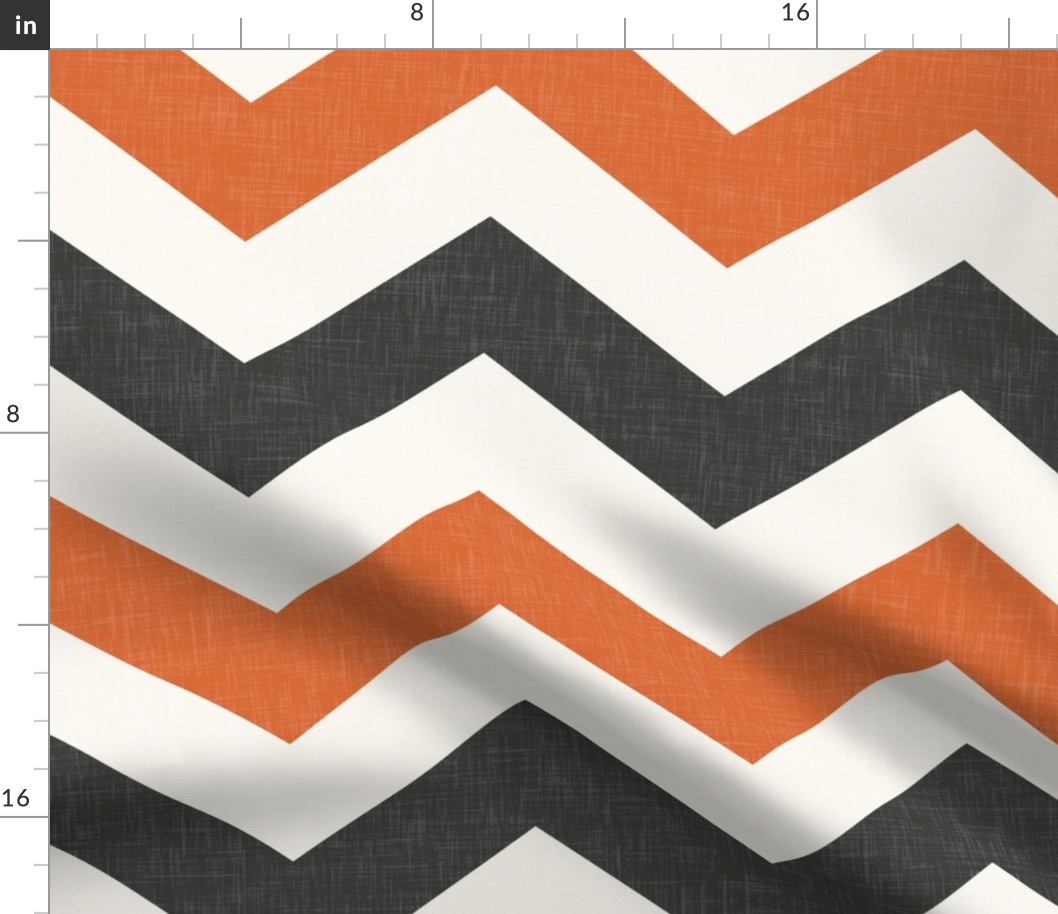 Bold Chevron in Rust and Charcoal Linen