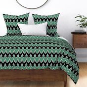 Black & Forest Green Lace Chevrons