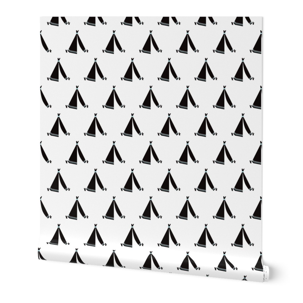 Geometric teepee tent black and white geo shape indian print