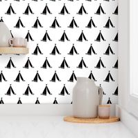 Geometric teepee tent black and white geo shape indian print