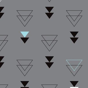 Geometric triangle in trendy black gray white and pastel blue