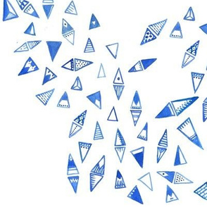 Blue Watercolour Triangles and Diamonds