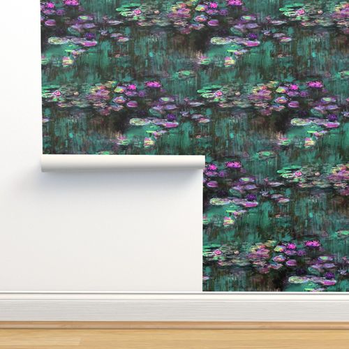 Impressionist Water Lilies Throw Pillow Cover w Optional Insert by Roostery 