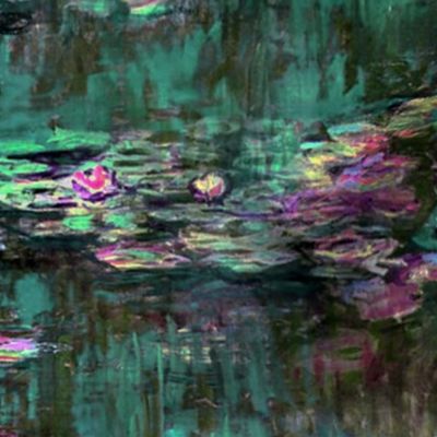 Claude Monet ~ Water Lilies ~ Emerald and Orchid