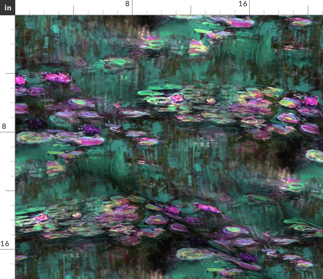 Claude Monet ~ Water Lilies ~ Emerald and Orchid