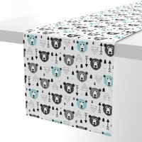 Geometric grizzly bear woodland illustration pattern blue