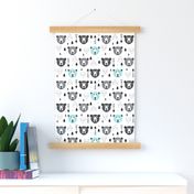 Geometric grizzly bear woodland illustration pattern blue