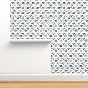 Geometric grizzly bear woodland illustration pattern blue