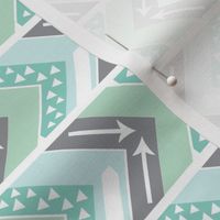 Mint, Grey, White Arrow Chevron - Triangles and Arrows-rotated