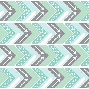 Mint, Grey, White Arrow Chevron - Triangles and Arrows-rotated