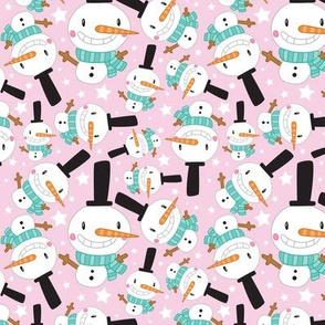 Christmas Crew - Snowman - Pink - Medium