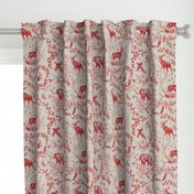 Winter Woodland Toile (Cranberry/burlap) LRG