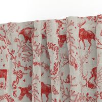 Winter Woodland Toile (Cranberry/burlap) LRG