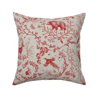 Winter Woodland Toile (Cranberry/burlap) LRG