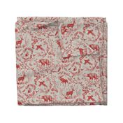 Winter Woodland Toile (Cranberry/burlap) LRG