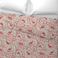 Winter Woodland Toile (Cranberry/burlap) LRG