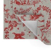 Winter Woodland Toile (Cranberry/burlap) LRG