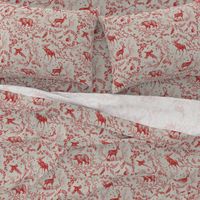 Winter Woodland Toile (Cranberry/burlap) LRG