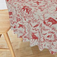 Winter Woodland Toile (Cranberry/burlap) LRG