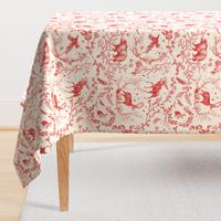 Winter Woodland Toile (Cranberry/burlap) LRG