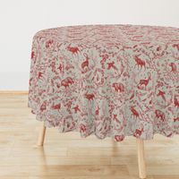 Winter Woodland Toile (Cranberry/burlap) LRG