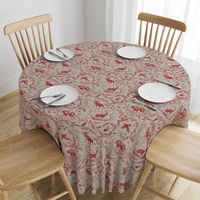 Winter Woodland Toile (Cranberry/burlap) LRG