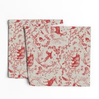 Winter Woodland Toile (Cranberry/burlap) LRG