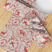 Winter Woodland Toile (Cranberry/burlap) LRG