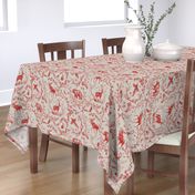 Winter Woodland Toile (Cranberry/burlap) LRG