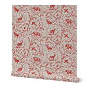 Winter Woodland Toile (Cranberry/burlap) LRG