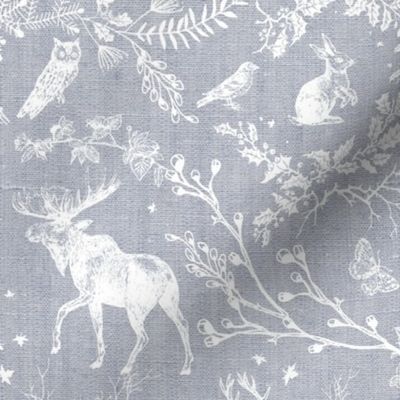 Winter Woodland Toile (grey solid/burlap) LRG