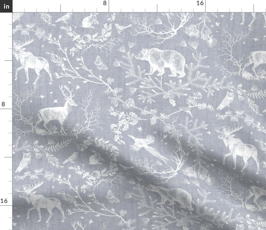 Winter Woodland Toile (grey solid/burlap) LRG