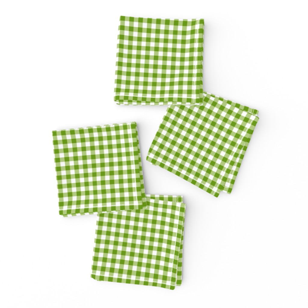 green leaf and white gingham, 1/4" squares 