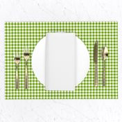 green leaf and white gingham, 1/4" squares 