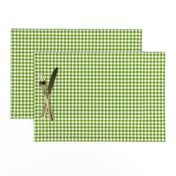 green leaf and white gingham, 1/4" squares 