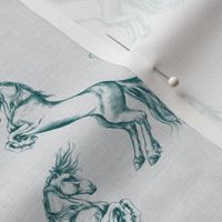 Rearing Horse Teal Washed Vintage