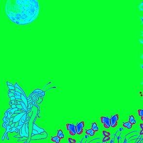 Butterfly Fairy Bright Green Panel-ed